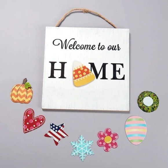 NWT Interchangeable Seasonal Wood Welcome to our Home Sign - Picture 1 of 3